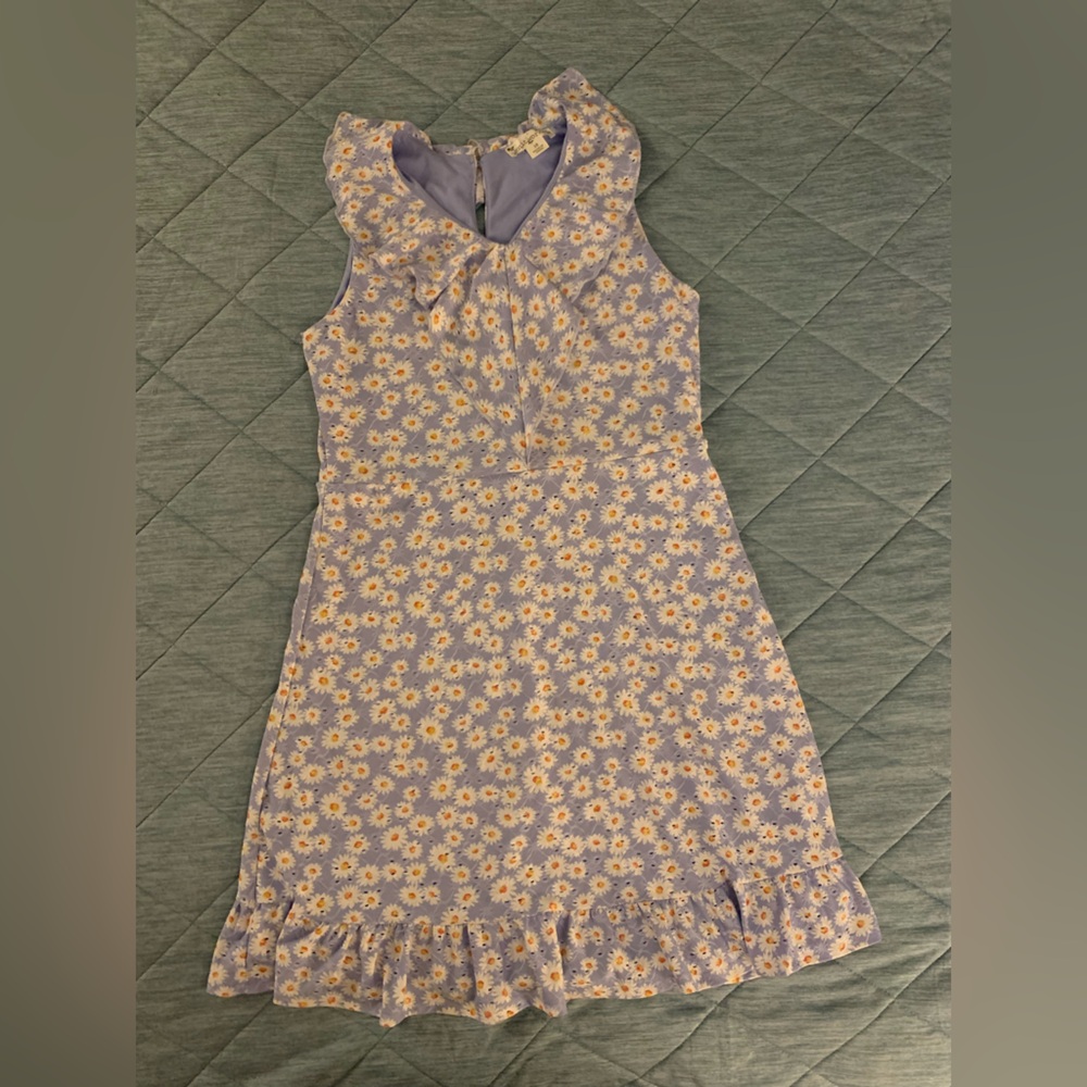 Girl’s baby blue w/daisies lined dress size 16 - Picture 3 of 7